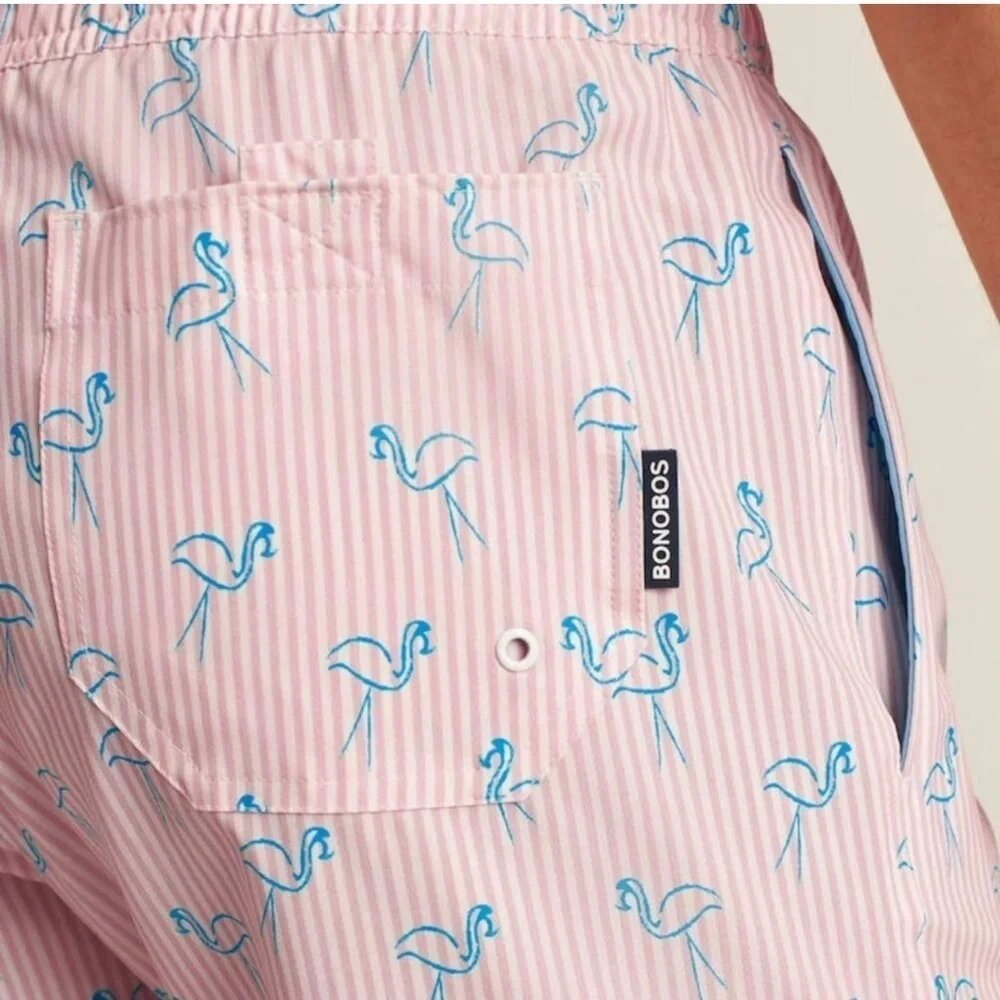 Bonobos Riviera Recycled Swim Trunks Shorts Flamingo Lawn Party Size XXL